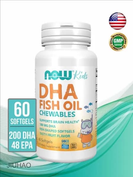 NOW Омега-3 для детей DHA Kids Chewables, 60 капсул