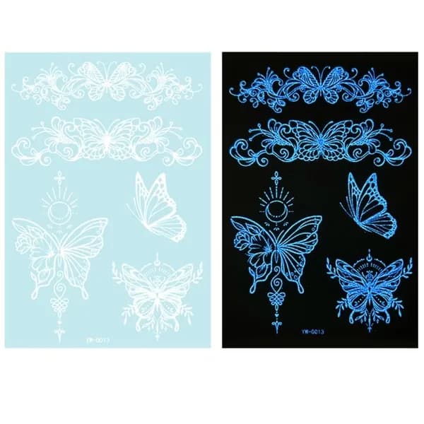 1 синяя светящаяся кружевная татуировочная наклейка Hannah temporary tattoo-YW0013
