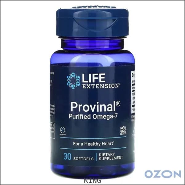 Life Extension, Provinal, очищенная форма омега-7, 30 капсул KING