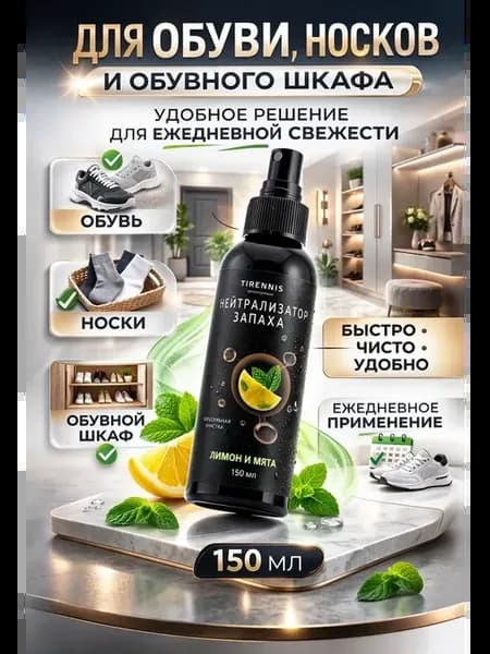 Нейтрализатор запаха для обуви свежесть лимона и мяты 150 мл