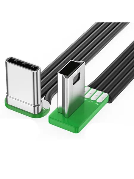 Плоский силиконовый кабель Type C на Mini USB - 0.5м - вправо