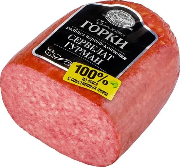 Колбаса Ближние Горки Сервелат Гурман варено-копченая 500г