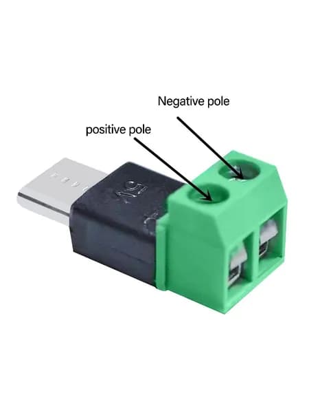OTG-кабель с питанием Type C (папа) 2-контактная клемма (5V), зеленая