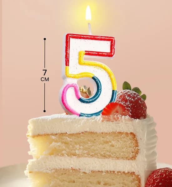 Свеча для торта Цифра 5, 7 см