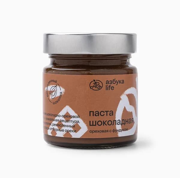 Шоколадно-ореховая паста с фундуком (без сахара), Азбука Life , 150 г, Россия
