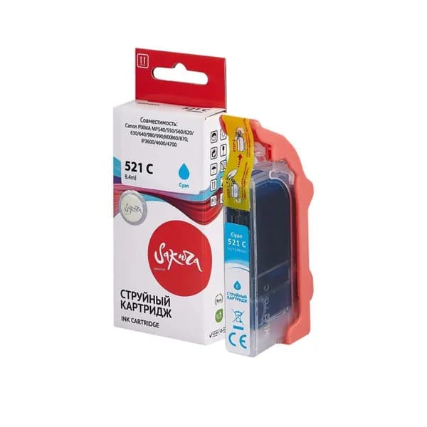 Картридж CLI-521C для Canon Pixma iP3600, MP550, MP540 2934B004 Sakura голубой