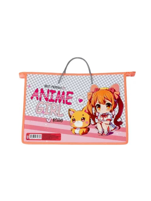 Папка с ручками "ANIME GIRL" на молнии, А4