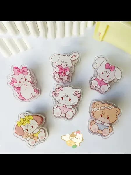 Зажимы прозрачные с котенком 6 шт