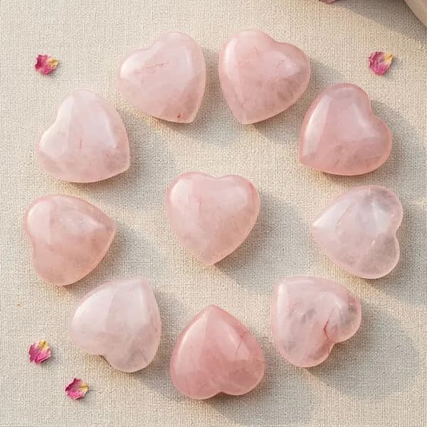 Сердцевидные камни из натурального розового кварца, набор из 10piecesук, для духовного равновесия и подарков