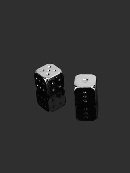 Игральные кубики 2 шт., размер кости 1,6 см. серебро, пластиковые