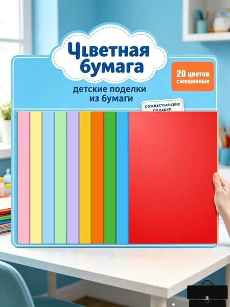 Бумага цветная для черчения A4, 20 лист., шт