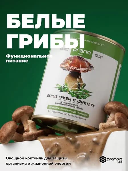 Протеиновый коктейль для похудения PRANA food, замена приема пищи, с грибами шиитаке, 300 гр