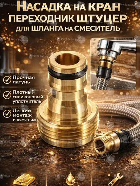 Переходник-насадка на кран, штуцер для подключения шланга к смесителю, универсальный водопроводный адаптер для гибких шлангов
