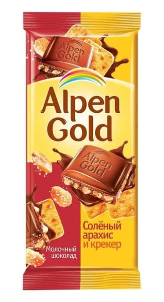 Альпен Голд Молочный шоколад с соленым арахисом и крекером, 80 г