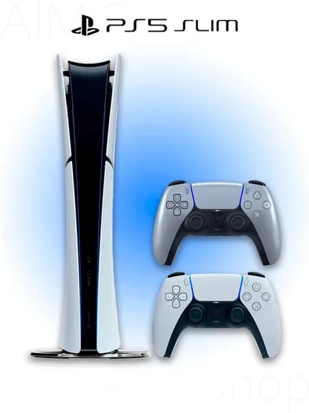 Игровая приставка Sony PlayStation 5 Slim Digital (БЕЗ ДИСКОВОДА) + 2 геймпад (серебристый, Sterling Silver)