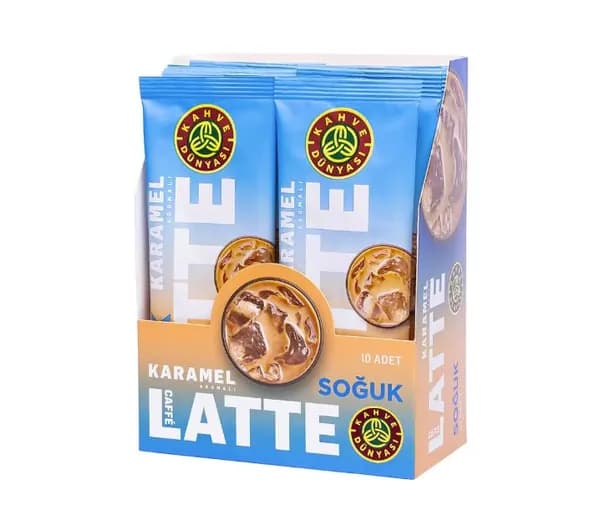Kahve Dunyasi Специальная серия Caffe Latte со вкусом холодной карамели, 10 пакетиков