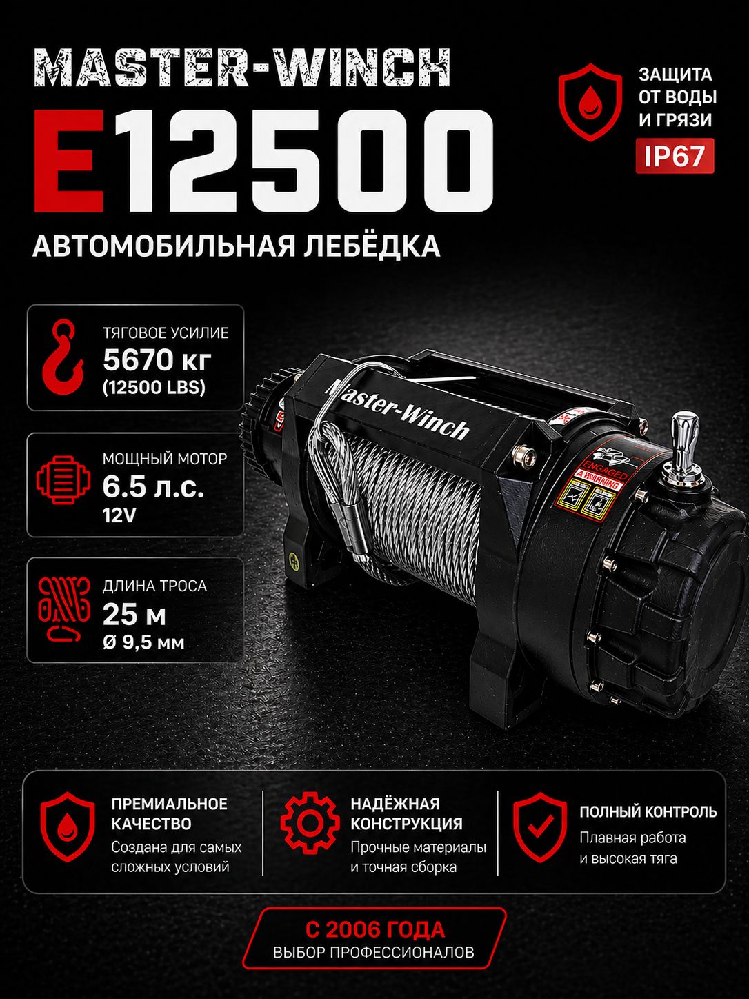Лебедка автомобильная Master Winch E12500