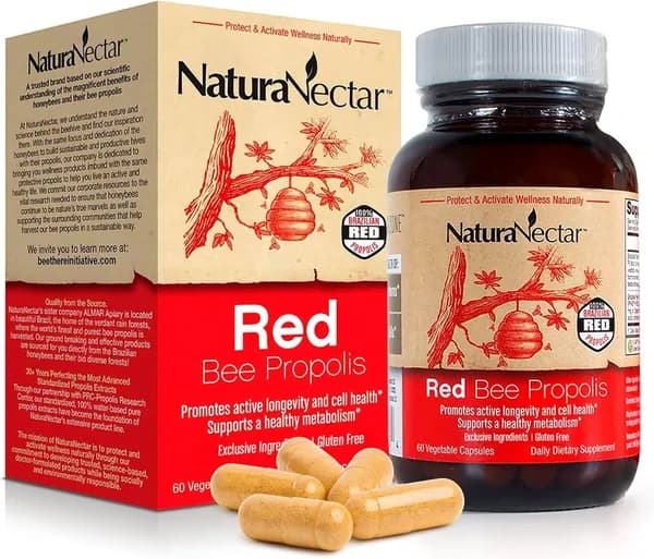 NaturaNectar - Red Bee Propolis капсулы - NSF Contents Сертифицированный бразильский прополис премиум-класса