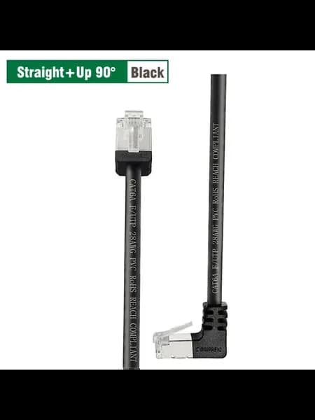 Cat6A Ethernet кабель 1m, 90° черный