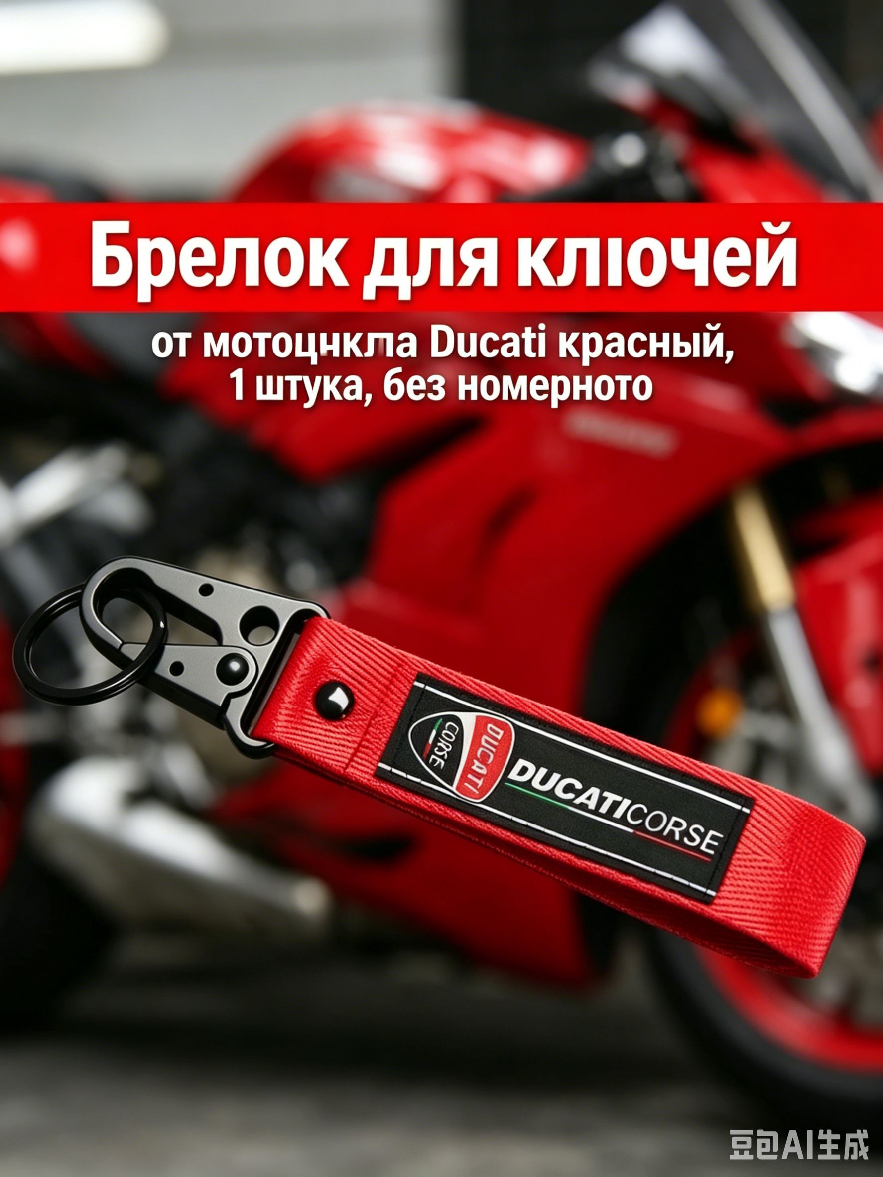 Брелок для ключей от мотоцикла Ducati красный, 1 штука, без номерного знака