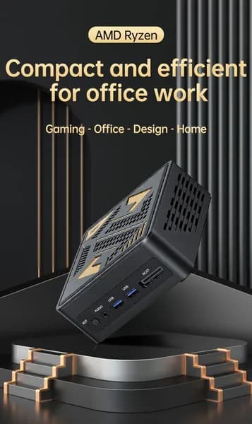 Мини-ПК AMD Ryzen 7 H 255 мини ПК (AMD Ryzen 7 H 255, RAM 24 ГБ, SSD 256 ГБ, AMD Radeon, Windows 11 Pro), 中国, черный