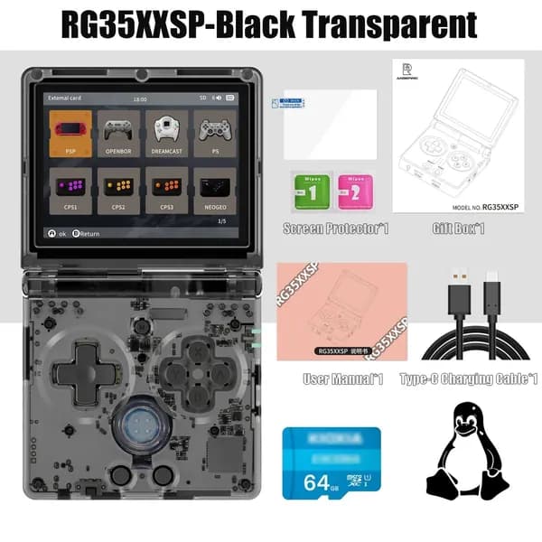 ANBERNIC RG35XXSP Складные портативные игровые приставки для видеоигр 64G