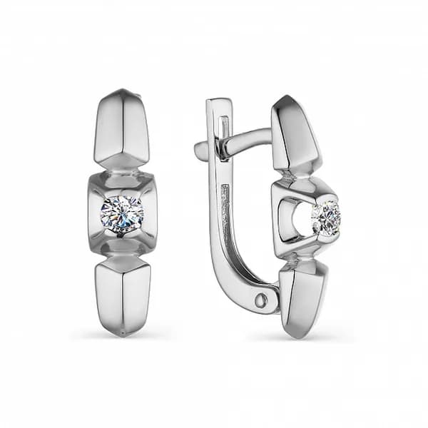 Серьги из белого золота DIAMANT-ONLINE с бриллиантом 585 пробы