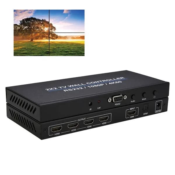 Контроллер видеостены 2x2, 1 вход/4 выхода, HDMI 2.0, RS232, IR (ORIENT HSP2X2WАH-2.0)