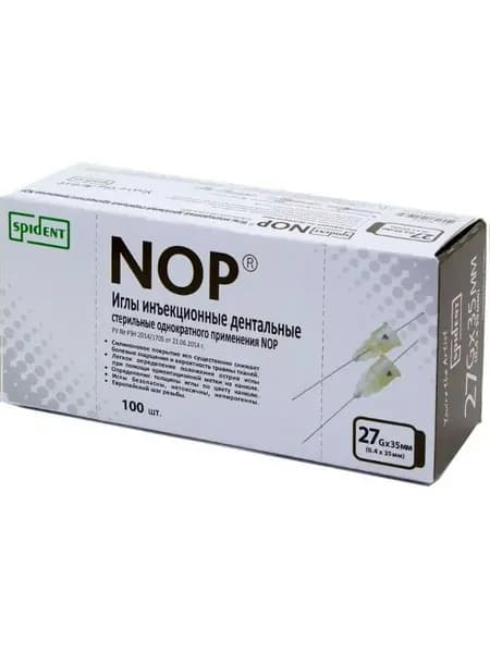 Spident NOP 27G иглы карпульные 0.4*35 мм, 100 шт, инъекционные дентальные стерильные однократного применения