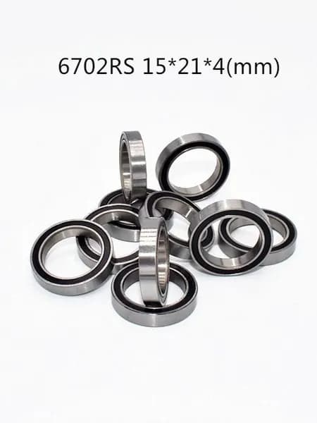 6702RS, 10 шт., 15*21*4 (мм), герметичные подшипники из хромированной стали с резиновым уплотнением