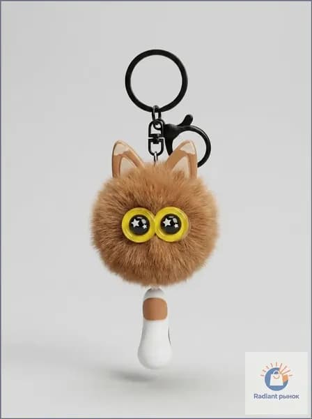 Коллекционная фигурка брелок котик флаффики коричневый