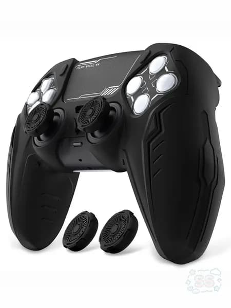 Защитный силиконовый кейс PlayVital CyberMech, премиум, для геймпада PS5, черный, с совместимостью докстанцией, используется полное покрытие SS303