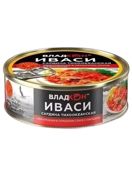 Иваси Владкон Сардина обжаренная в томатном соусе с овощами 240 г