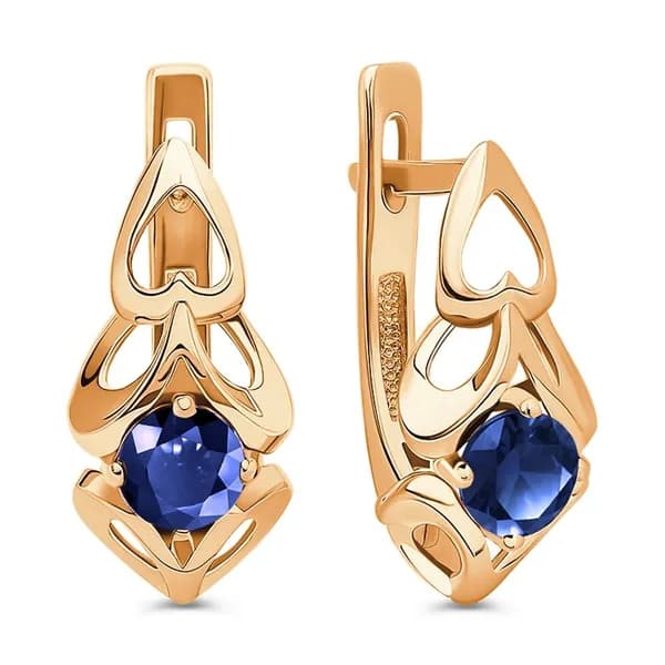 Серьги женские с сапфирами синтетическими из красного золота 375 пробы 585GOLD
