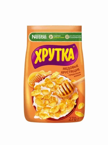 Хлопья медовые хрустящие, обогащенные кальцием 270 г, Хрутка