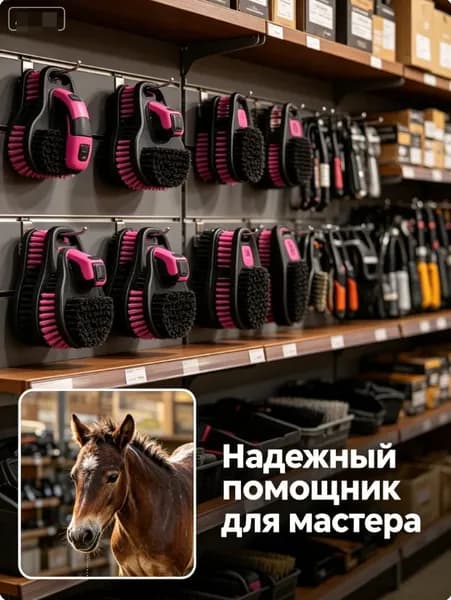 Водосгон для лошади, щетка с распылителем воды для купания и массажа, мягкие щетинки не царапают шерсть, подходит для всех пород и возрастов