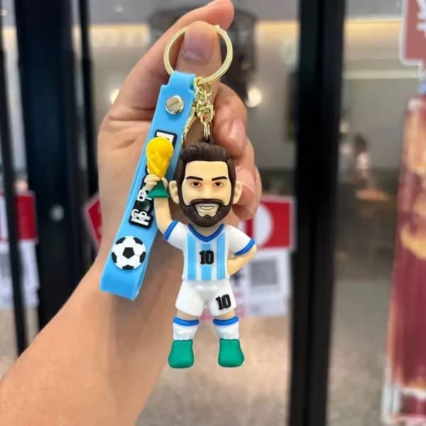 Брелок для ключей с футбольным мячом и ремешком FIFA WORLD CUP, силиконовый, желтый ремешок, Месси Кубок