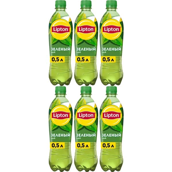 Холодный чай Lipton зеленый 500 мл, набор: 6 штук
