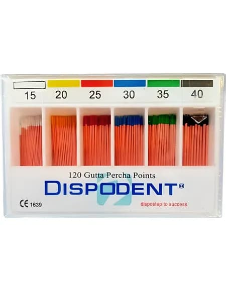 Штифты гуттаперчевые 02 №15-40, 120шт (Dispodent)