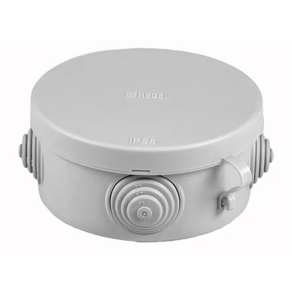 ХЕГЕЛЬ Коробка разветвительная о/у d 85мм, h 40мм, RAL7035, IP55 (4 ввода) КР-2602-И