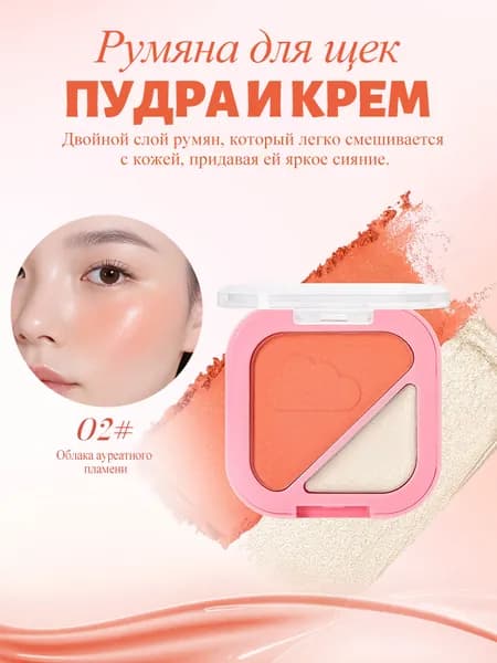 Универсальная палитра: запеченные румяна + кремовый стик для губ и щёк