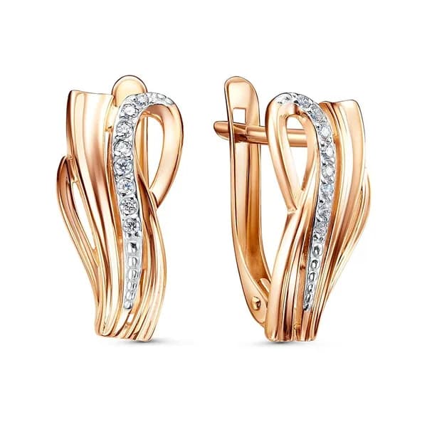 Серьги женские с фианитами из красного золота 375 пробы 585GOLD
