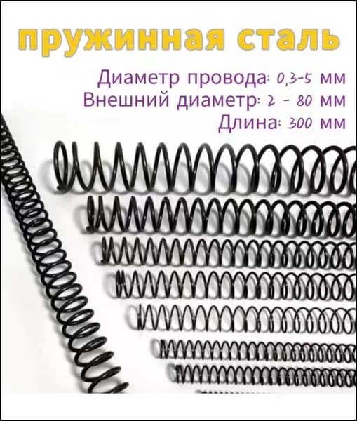 Пружина сжатия - 0.5*5*300 мм (диаметр проволоки * ширина * длина) Пружинная сталь - 1 на упаковку