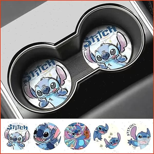 Симпатичный Stitch автомобильный коврик под чашку с водой, креативный нескользящий коврик для хранения предметов интерьера