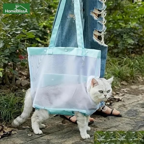 Стильная и дышащая сумка переноска для мелких кошек, сумка переноска для собак мелких пород с отверстиями для головы и лап, многофункциональная, подходит для прогулок и визитов к ветеринару