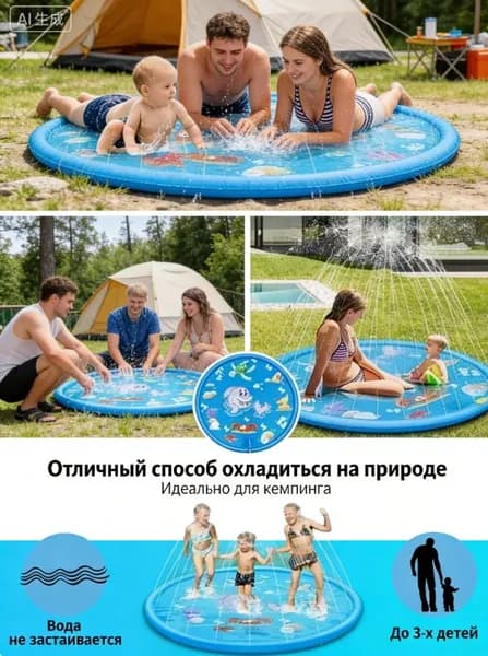 Детский надувной бассейн с фонтаном, 100 см