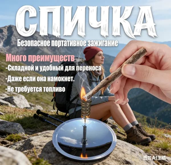 Портативный воспламенитель для кемпинга на открытом воздухе для альпинизма, солнечный прикуриватель, 1pc