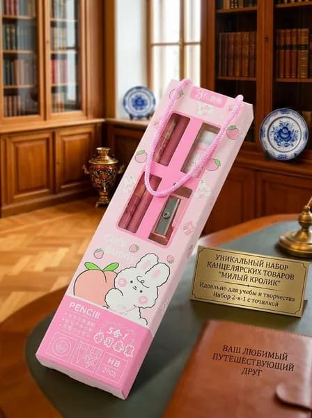 Набор канцелярский Зайка клубничный, 5 предметов