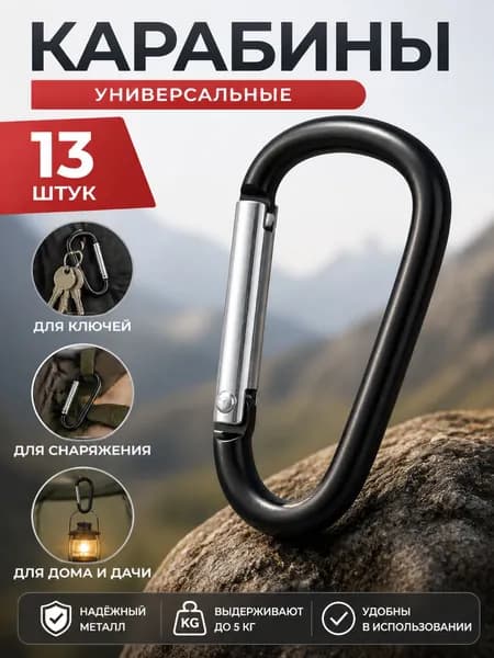 Карабин вспомогательный, длина: 46 мм, 13 шт