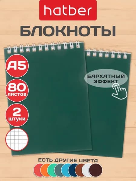 Блокнот 2 штуки 80 листов А5 в клетку на пружине
